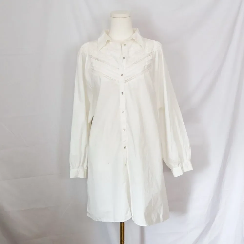 Zara Women's White Cotton Poplin Embroidered Shirt Dress - Medium - Picture 3 of 10